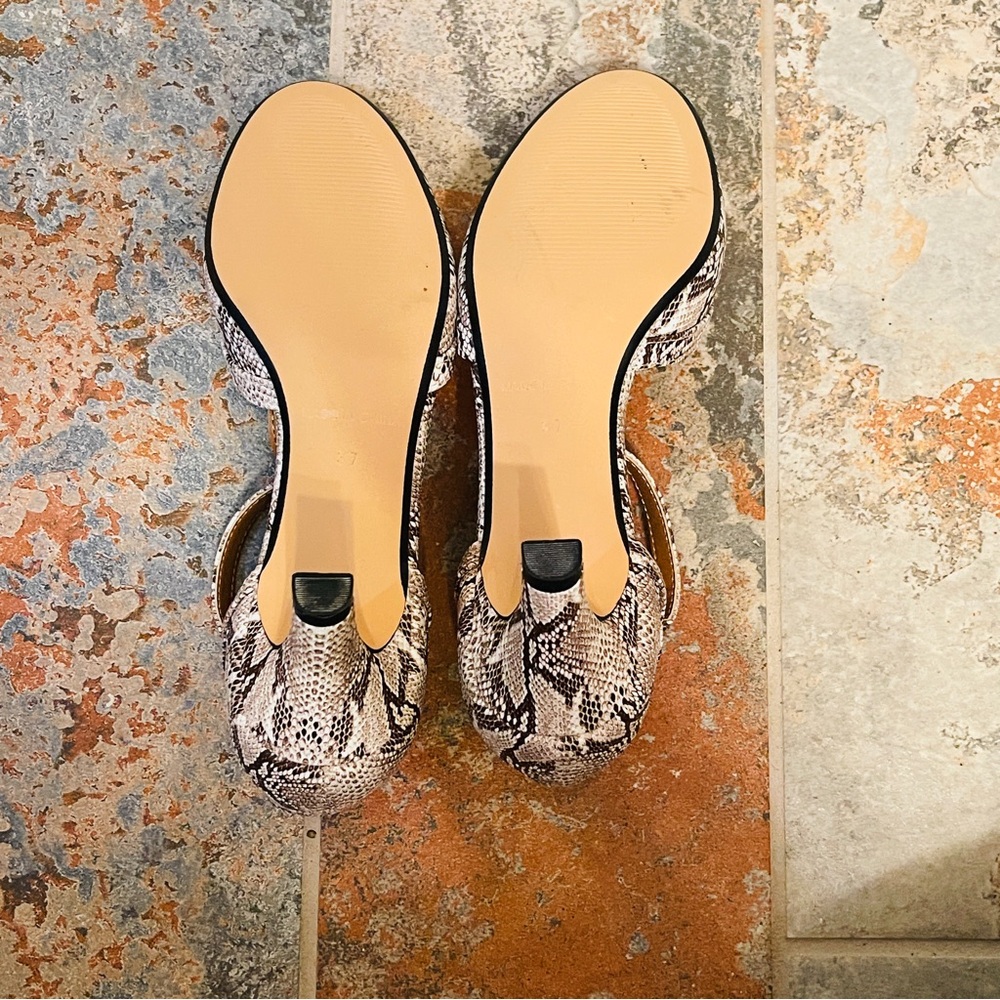 Nwob! Snake/Python Print Brown/Tan/Cream T-Strap … - image 7